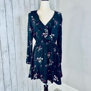 ✨ Express | Black Floral Ruffle Dress – Size Small
